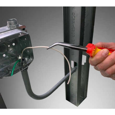 Long Nose 40° Angled Pliers with Cutter-1000V Insulated-Tethered